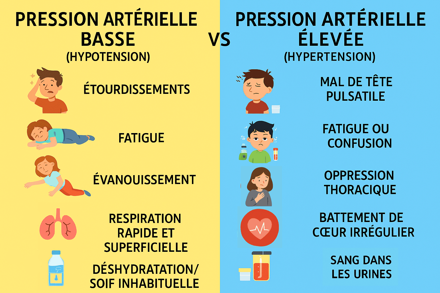 Infographie hypotension hypertension