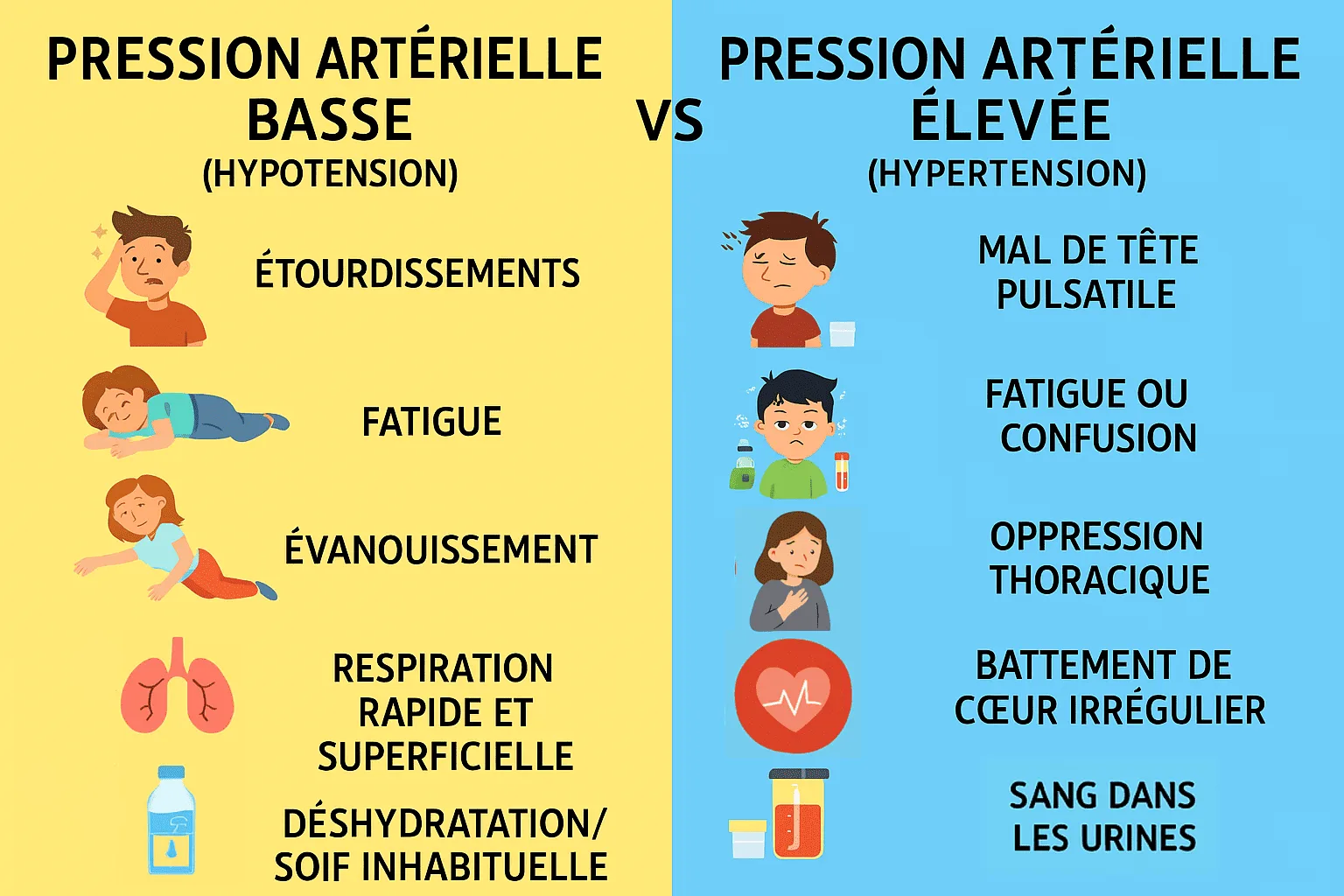 Infographie hypotension hypertension
