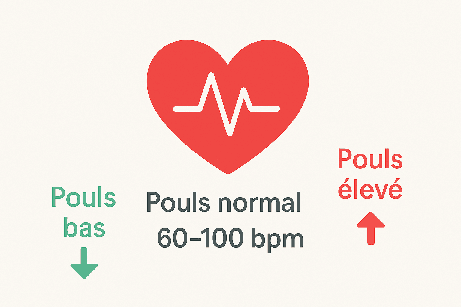 Image pouls normal bas élevé
