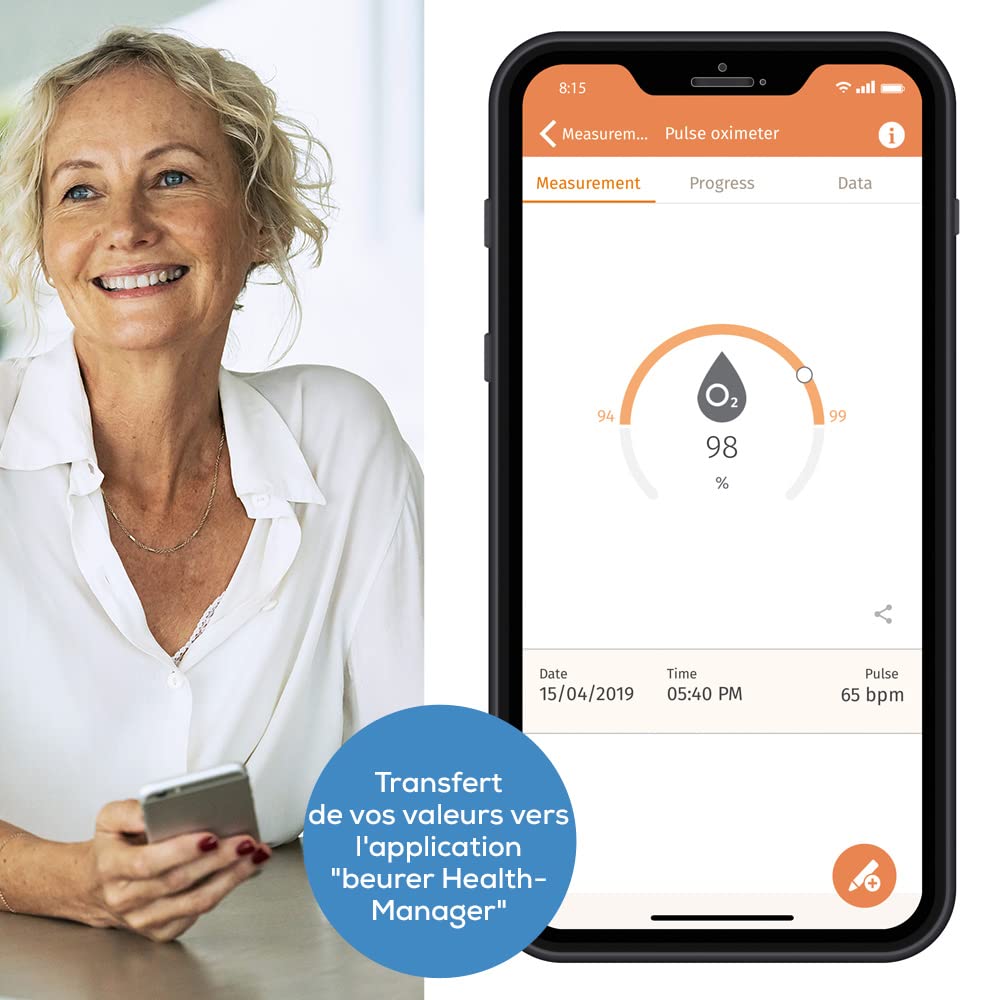 Application Beurer HealthManager Pro avec l'oxymètre PO 60