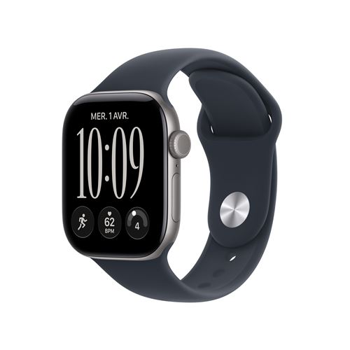 Apple Watch Series 12 GPS 42 mm boîtier aluminium gris sidéral et bracelet sport bleu marine