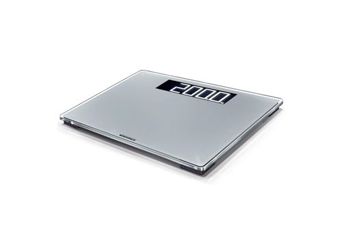 Pèse-personne Soehnle Style Sense Comfort 600 en verre gris argenté avec son grand écran rétroéclairé